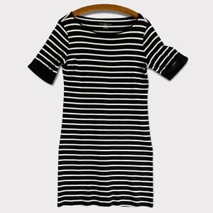 Karen Scott Sport Womens Small Blue White S/S Round Neck Dress